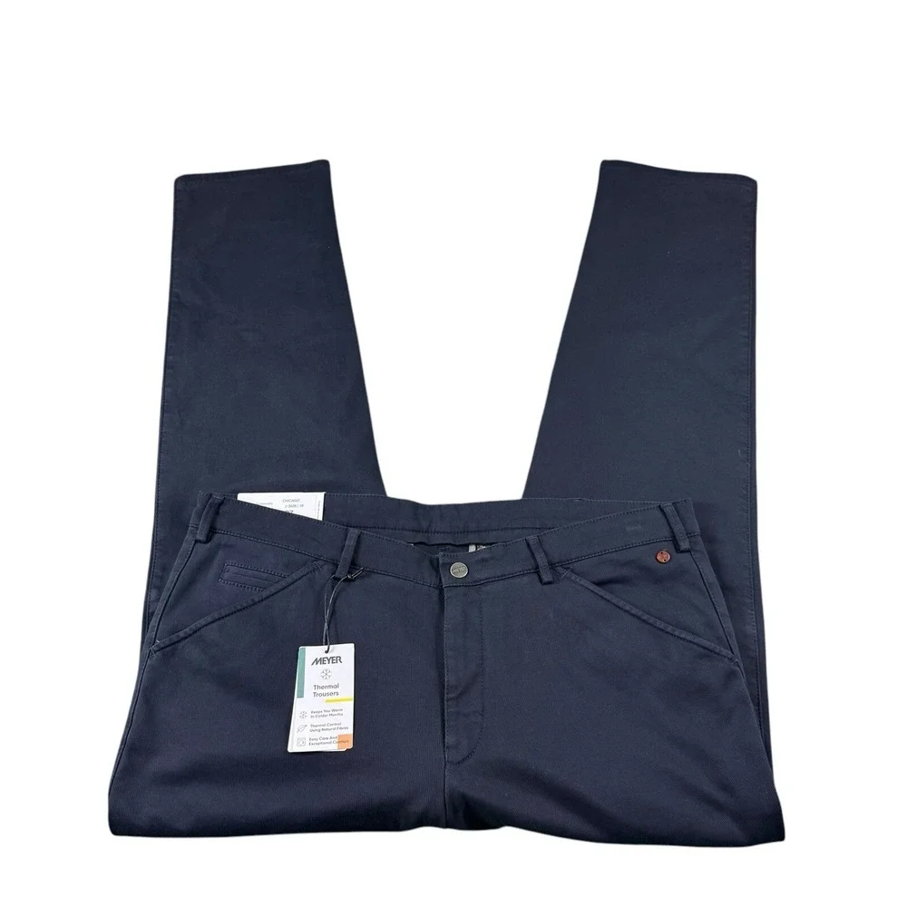 Meyer Chicago Navy Blue 5 Pocket Mens Thermal Trouser 38X32 2-3926/18 NWT